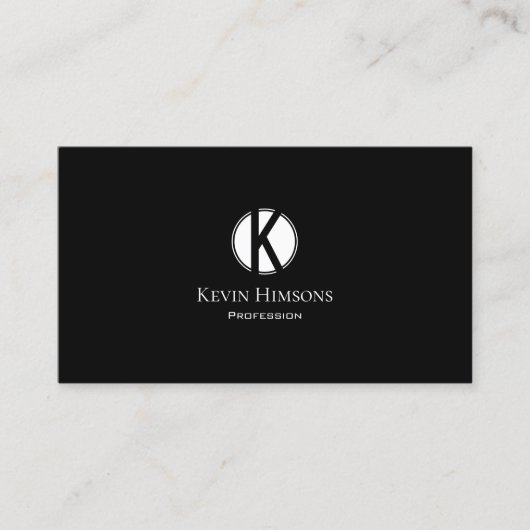 Klassiek zwart met monogram en Logo stijlvol Visitekaartje (Voorkant)