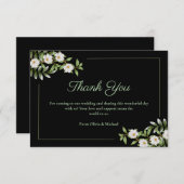 Klassiek zwart met witte Camellia bruiloft Bedankkaart (Voorkant / Achterkant)