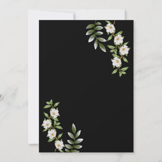 Klassiek zwart met witte Camellia bruiloft Kaart (Achterkant)
