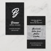 Klassiek zwart met zilveren Damask Monogrammed Visitekaartje (Voorkant / Achterkant)