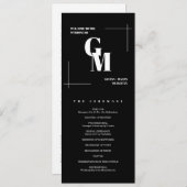 Klassiek Zwart Modern Chic Monogram QR Code Bruilo Programmakaart (Voorkant / Achterkant)