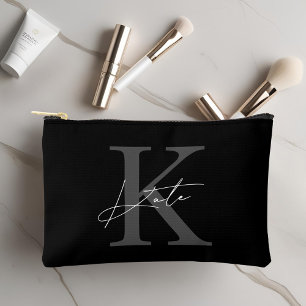Klassiek zwart monogram bruidsmeisje cadeau etui