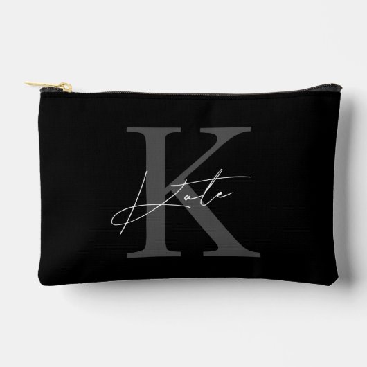 Klassiek zwart monogram bruidsmeisje cadeau etui (Voorkant)