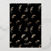 Klassiek zwart monogram bruiloft gouden kuif folie uitnodiging (Achterkant)