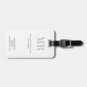 Klassiek zwart monogram grijs witte minimumplaat bagagelabel (Voorkant horizontaal)