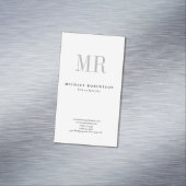 Klassiek zwart monogram grijs witte minimumplaat magnetisch visitekaartje (Voorbeeld)