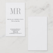 Klassiek zwart monogram grijs witte minimumplaat visitekaartje (Voorkant / Achterkant)