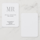 Klassiek zwart monogram grijs witte minimumplaat visitekaartje (Voorkant / Achterkant)