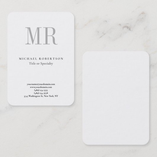 Klassiek zwart monogram grijs witte minimumplaat visitekaartje (Voorkant / Achterkant)