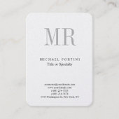 Klassiek zwart monogram grijs witte minimumplaat visitekaartje (Voorkant)