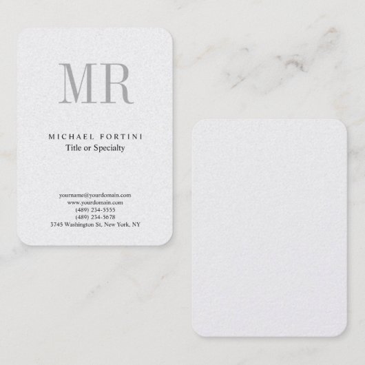 Klassiek zwart monogram grijs witte minimumplaat visitekaartje (Voorkant / Achterkant)