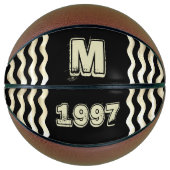 Klassiek zwart monogram jaarnummer basketbal (Voorkant)