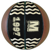 Klassiek zwart monogram jaarnummer basketbal (Verticaal)