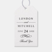 Klassiek Zwart Monogram Trouwgunst Cadeaulabel (Voorkant)
