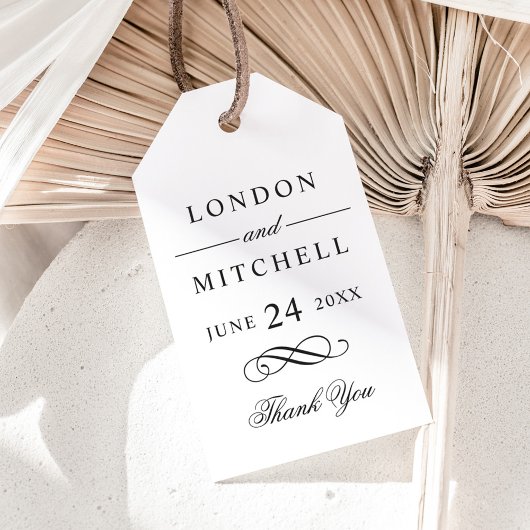 Klassiek Zwart Monogram Trouwgunst Cadeaulabel