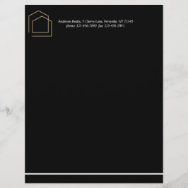 Klassiek zwart onroerend goed briefhoofd