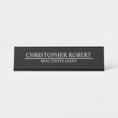 Klassiek zwart onroerend goed bureau naambordje (Voorkant)