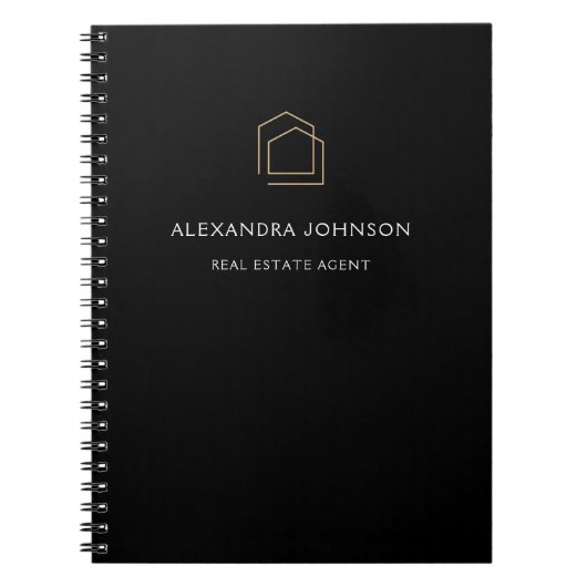 Klassiek zwart onroerend goed notitieboek (Voorkant)