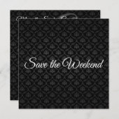 Klassiek zwart patroon slaat de datum op save the date (Voorkant / Achterkant)