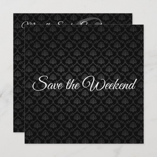 Klassiek zwart patroon slaat de datum op save the date (Voorkant / Achterkant)