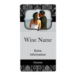 Klassiek zwart patroon wijn label met kussen