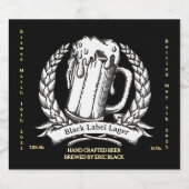 Klassiek zwart personaliseren  bier etiket (Enkel label)