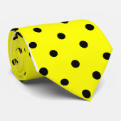 Klassiek zwart polka dotpatroon op geel Stropdas (Opgerold)