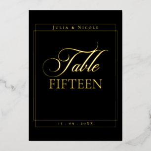 Klassiek zwart rand trouwtafel nummervoor teken folie uitnodiging
