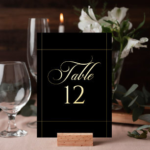 Klassiek zwart rand trouwtafel nummervoorziening folie uitnodiging