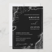 Klassiek zwart retro reizen QR code foto bruiloft Kaart (Voorkant)