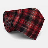 Klassiek zwart rood en wit Schots tartan Stropdas (Opgerold)