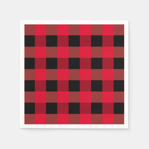 Klassiek zwart rood plaid patroon servet
