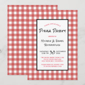 Klassiek Zwart Rood Wit Gingham Pizza Feest Kaart (Voorkant / Achterkant)