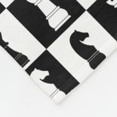 Klassiek zwart schaakspel figuren patroon fleece deken (Hoek)