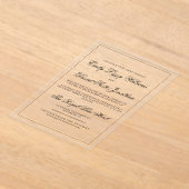 Klassiek zwart script acryl bruiloft uitnodiging (Laagn)