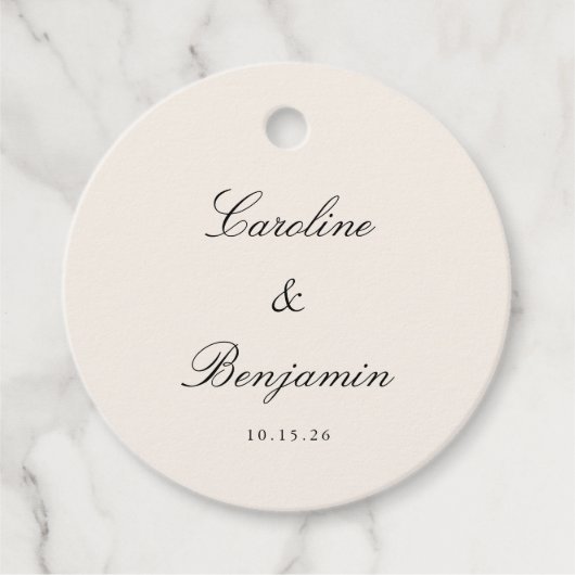 Klassiek zwart Script Elegant Bruiloft Aangepaste  Bedankjes Labels (Voorkant)