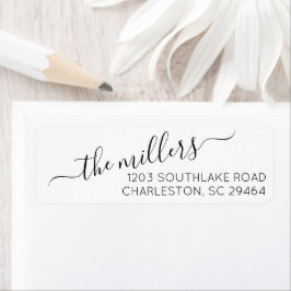 Klassiek zwart Script Return Address Label