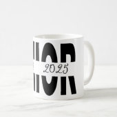 Klassiek zwart Senior custom Koffiemok (Voorkant rechts)