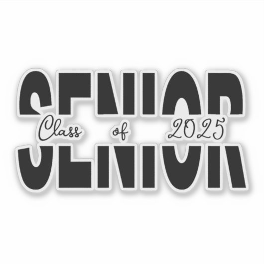 Klassiek zwart Senior custom Sticker (Voorkant)