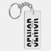 Klassiek zwart Senior gepersonaliseerd Sleutelhanger (Voorkant Links)