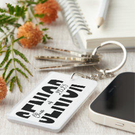 Klassiek zwart Senior gepersonaliseerd Sleutelhanger