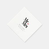 Klassiek zwart serif | Mr en Mrs Heart Monogram Servet (Hoek)