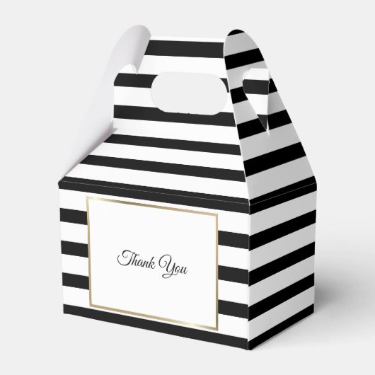 Klassiek zwart Stripe Gold Couples Vrijgezellenfee Bedankdoosjes (Achterkant)