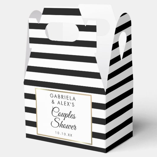 Klassiek zwart Stripe Gold Couples Vrijgezellenfee Bedankdoosjes (Geopend)