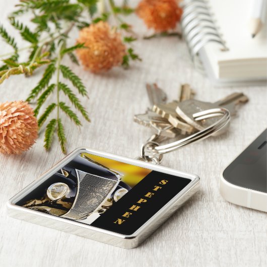 Klassiek zwart Stropdas en tonnara's met naam Sleutelhanger (Zijkant)