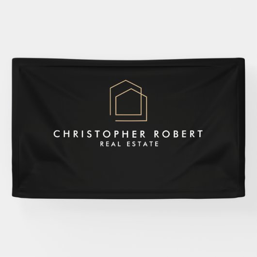 Klassiek zwart vastgoed spandoek (Horizontaal)