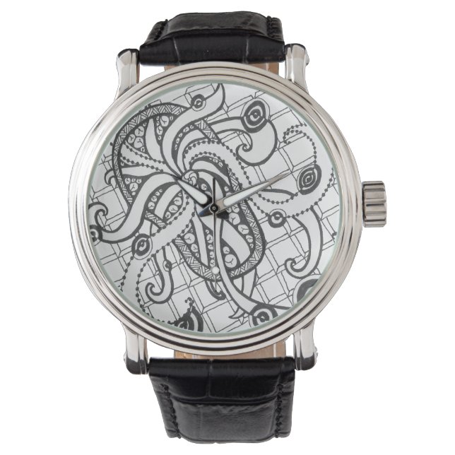 Klassiek zwart-wit Abstract Horloge (Voorkant)