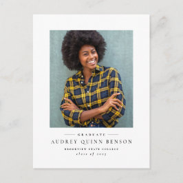 Klassiek zwart-wit afstuderen briefkaart