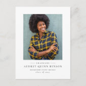 Klassiek zwart-wit afstuderen briefkaart (Voorkant)