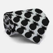 Klassiek zwart-wit anananassolpatroon stropdas (Opgerold)